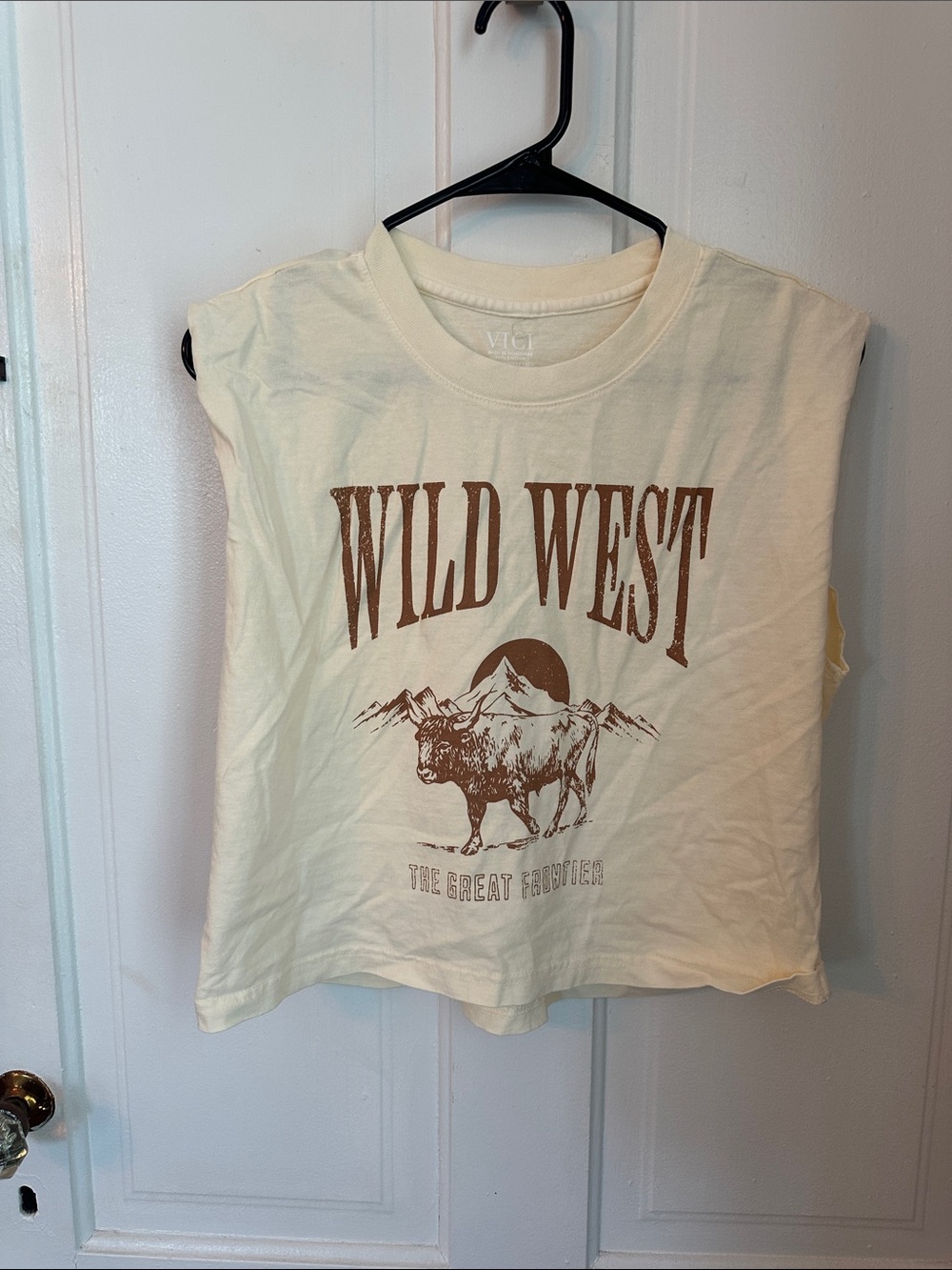 Vici Cream Tank Top with Brown Wild West Graphic